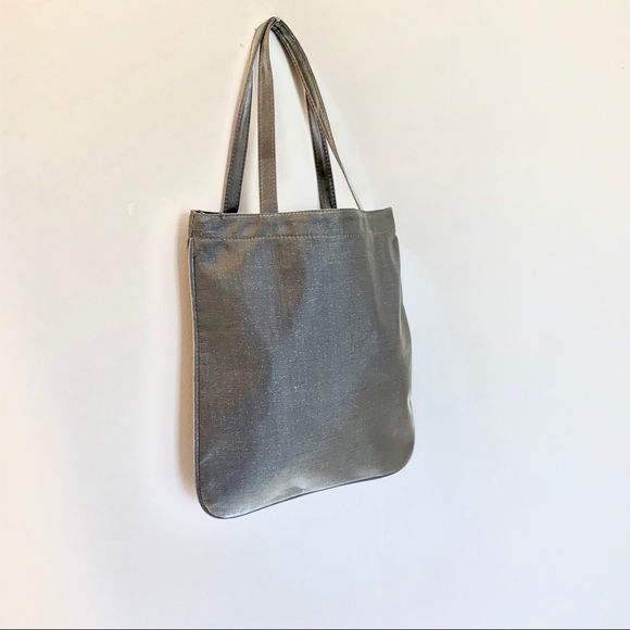 🆕 NWOT Charcoal Silver Grey Raw Silk Tote - Picture 5 of 5